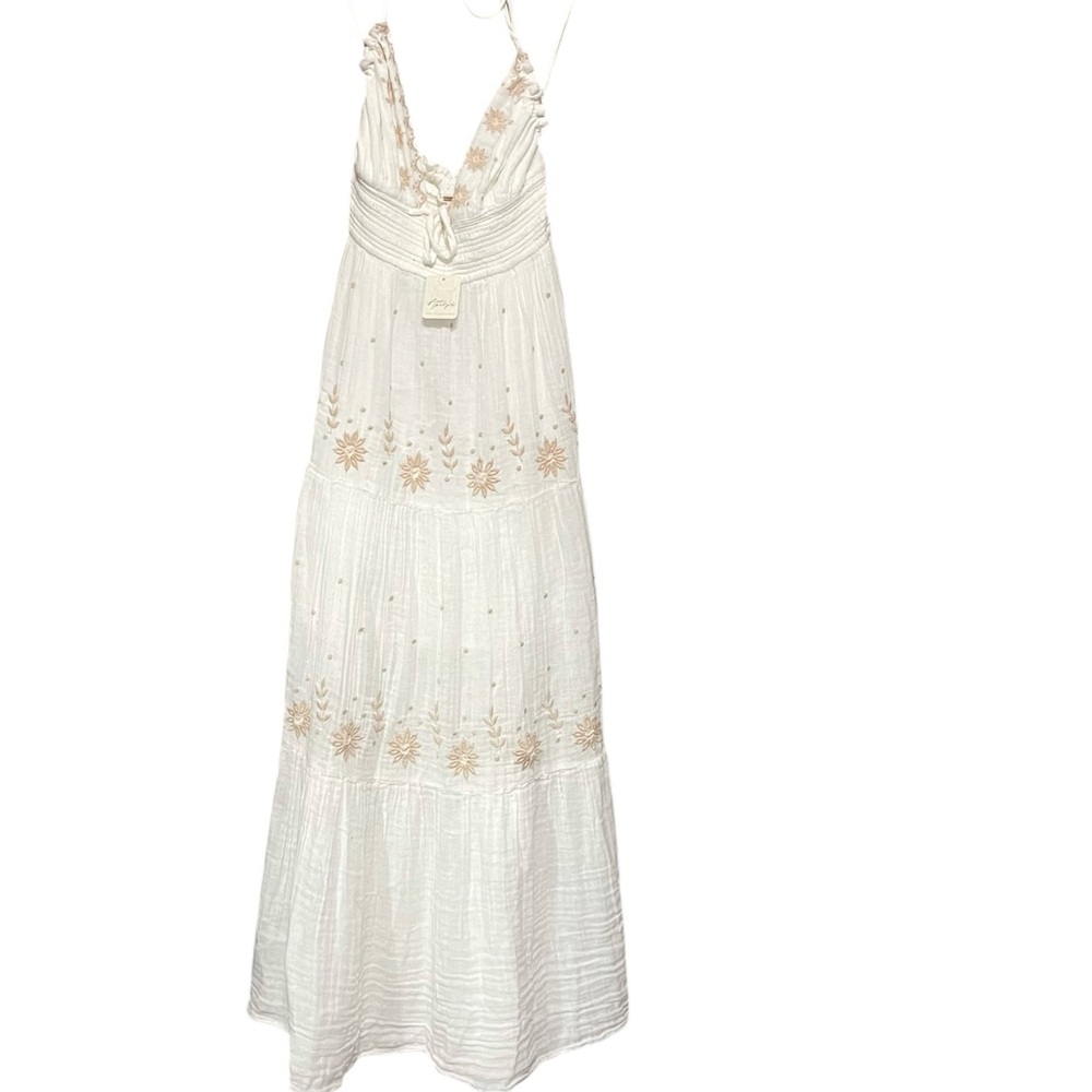 Free People Real Love Embroidered Bohemian Maxi Dress Size M Summer Resort Boho - Picture 9 of 16